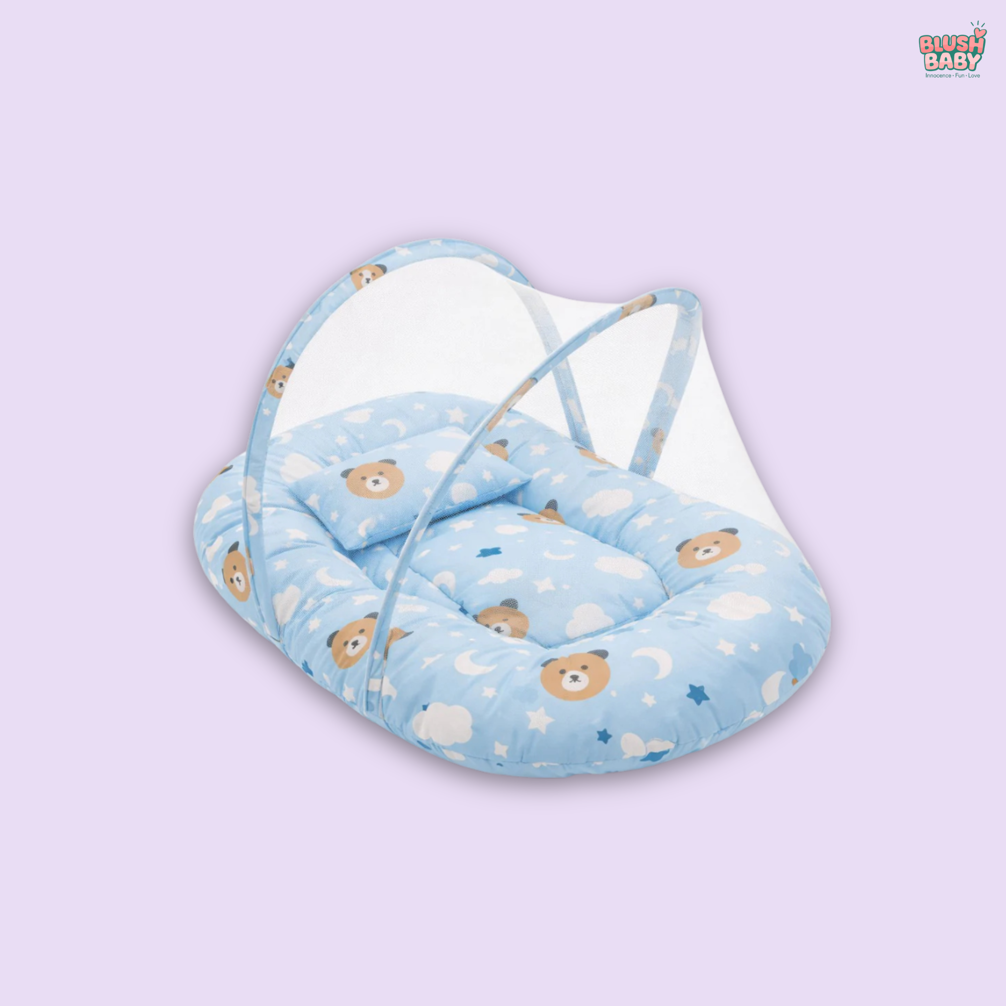 Sleepy Bear Print Baby Mosquito Net Bed