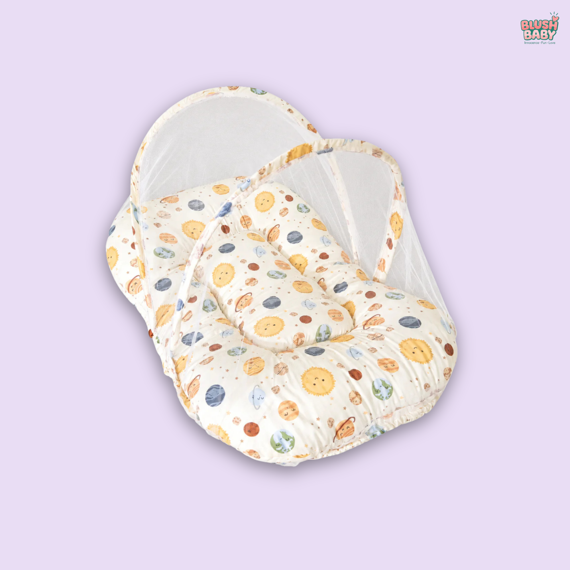 Planet Print Baby Mosquito Net Bed