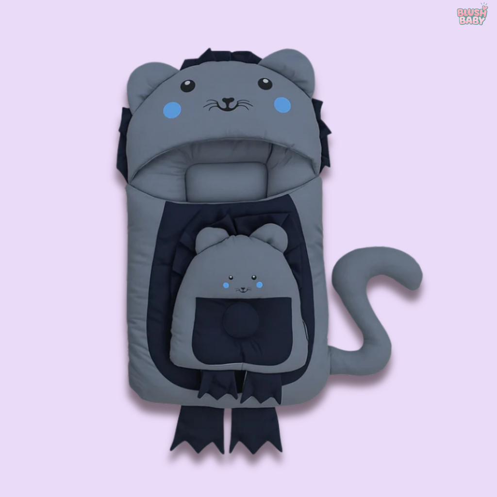 Cute Lion-Themed Baby Carry Nest with Pillows