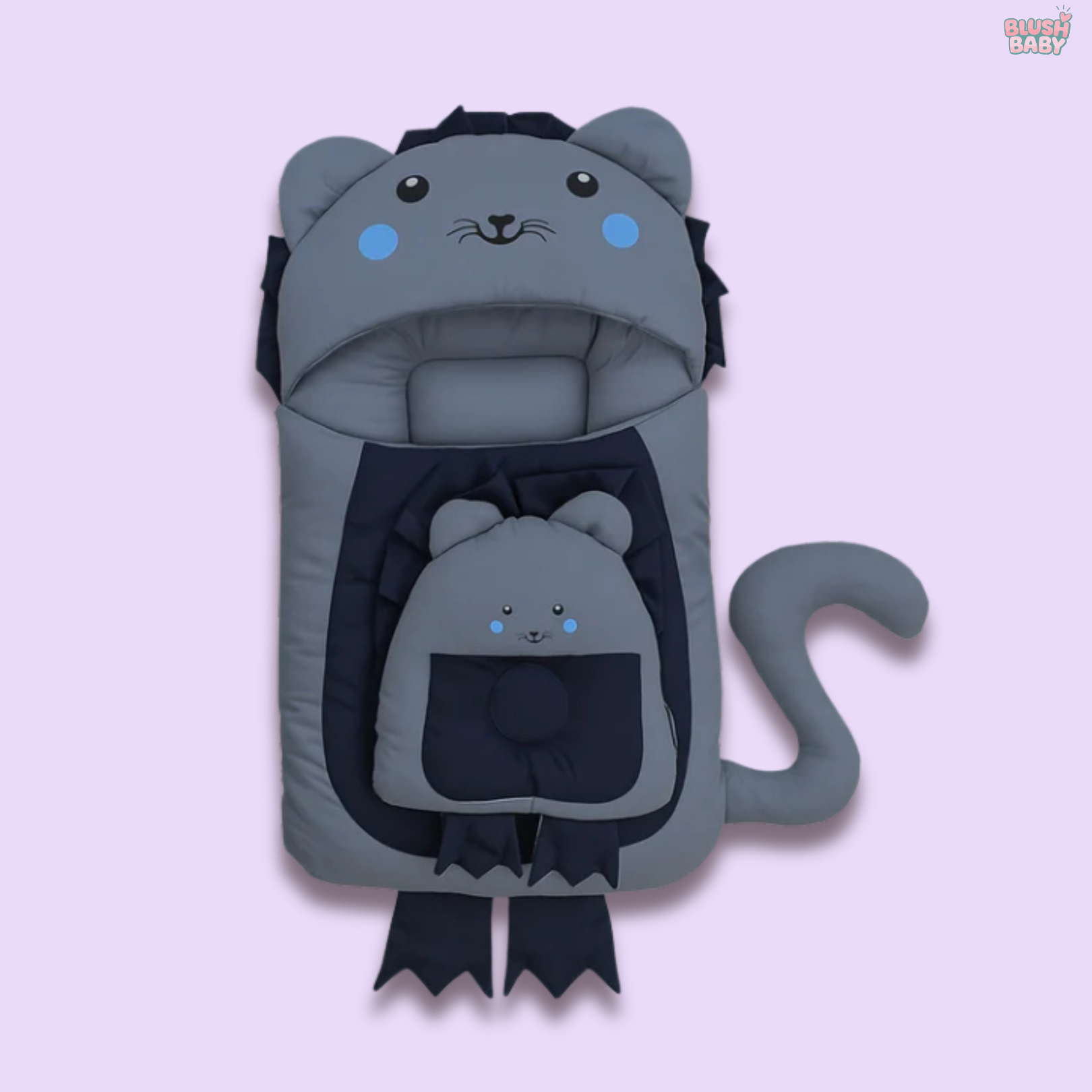 Cute Lion-Themed Baby Carry Nest with Pillows