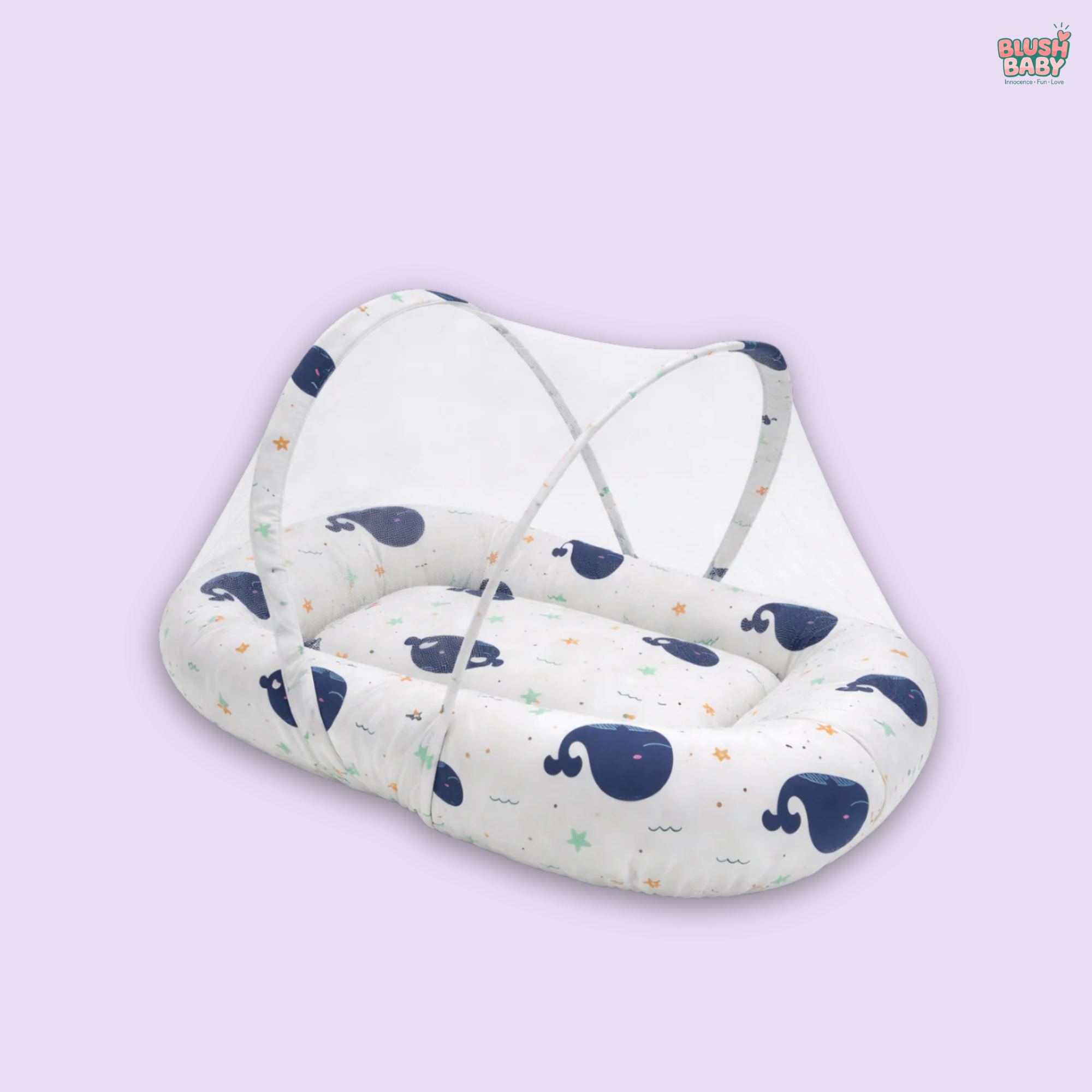 Whale Print Baby Mosquito Net Bed