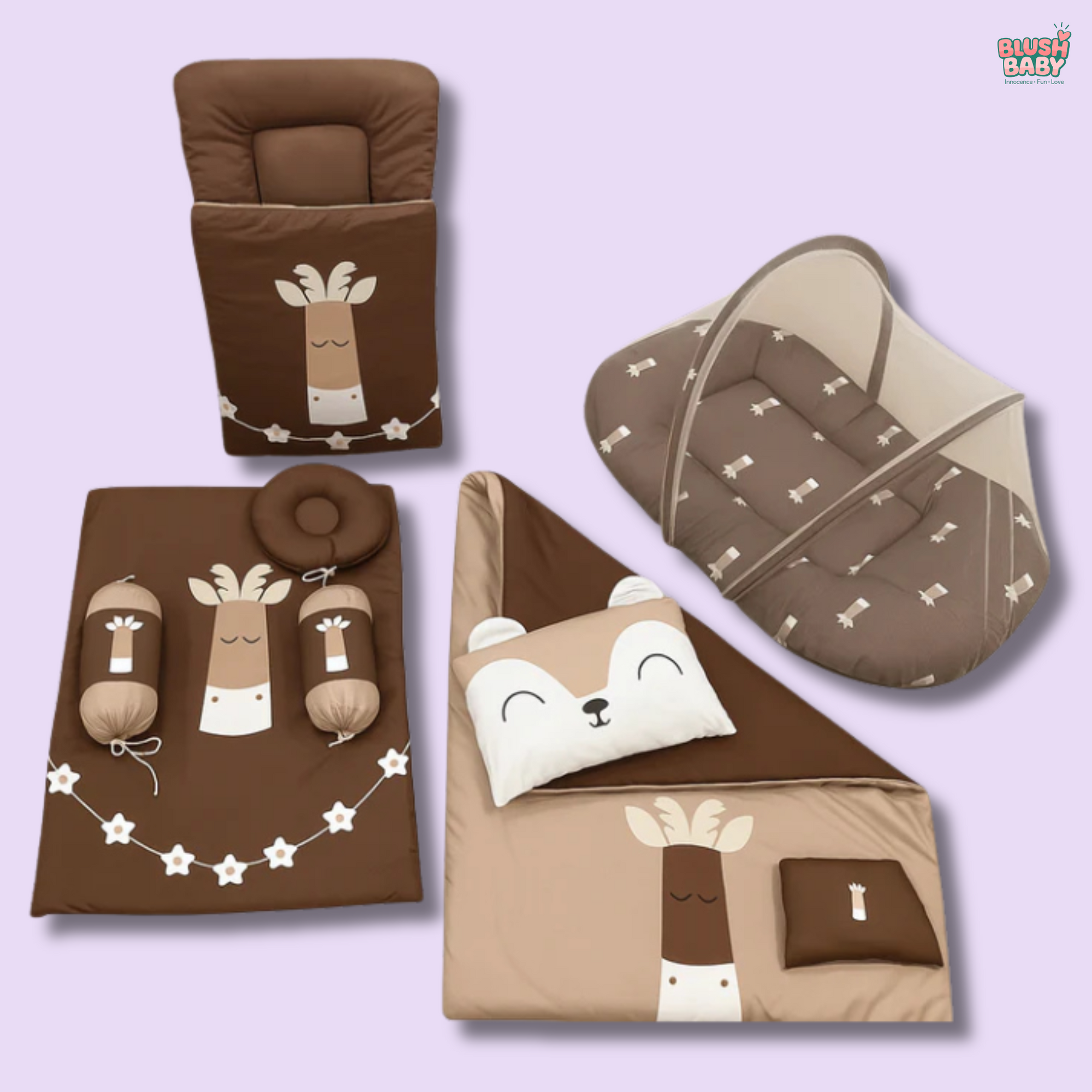 Brown Giraffe Design 9Pc Carry Nest Set