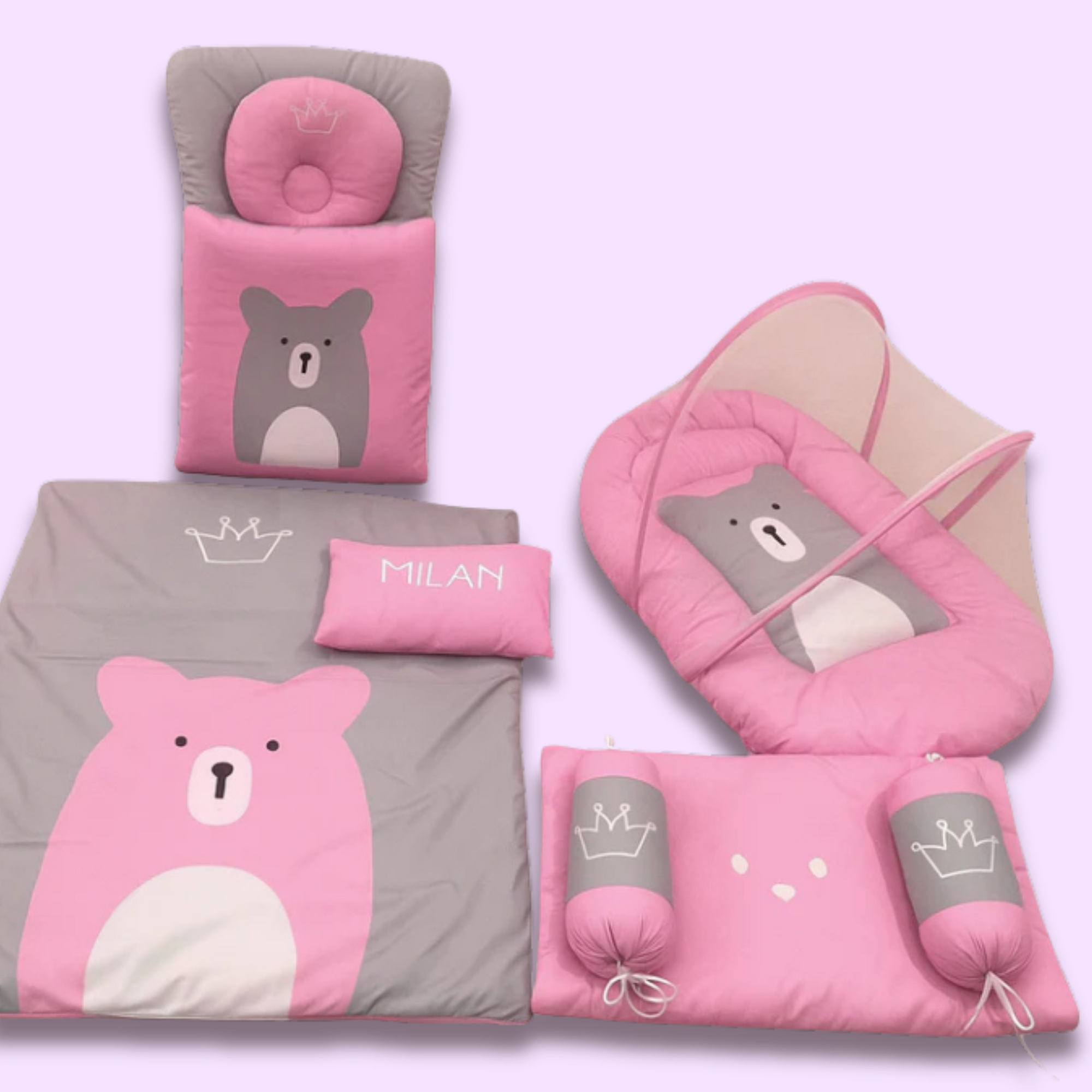 Pinky Bear Design 9Pc Carry Nest Set