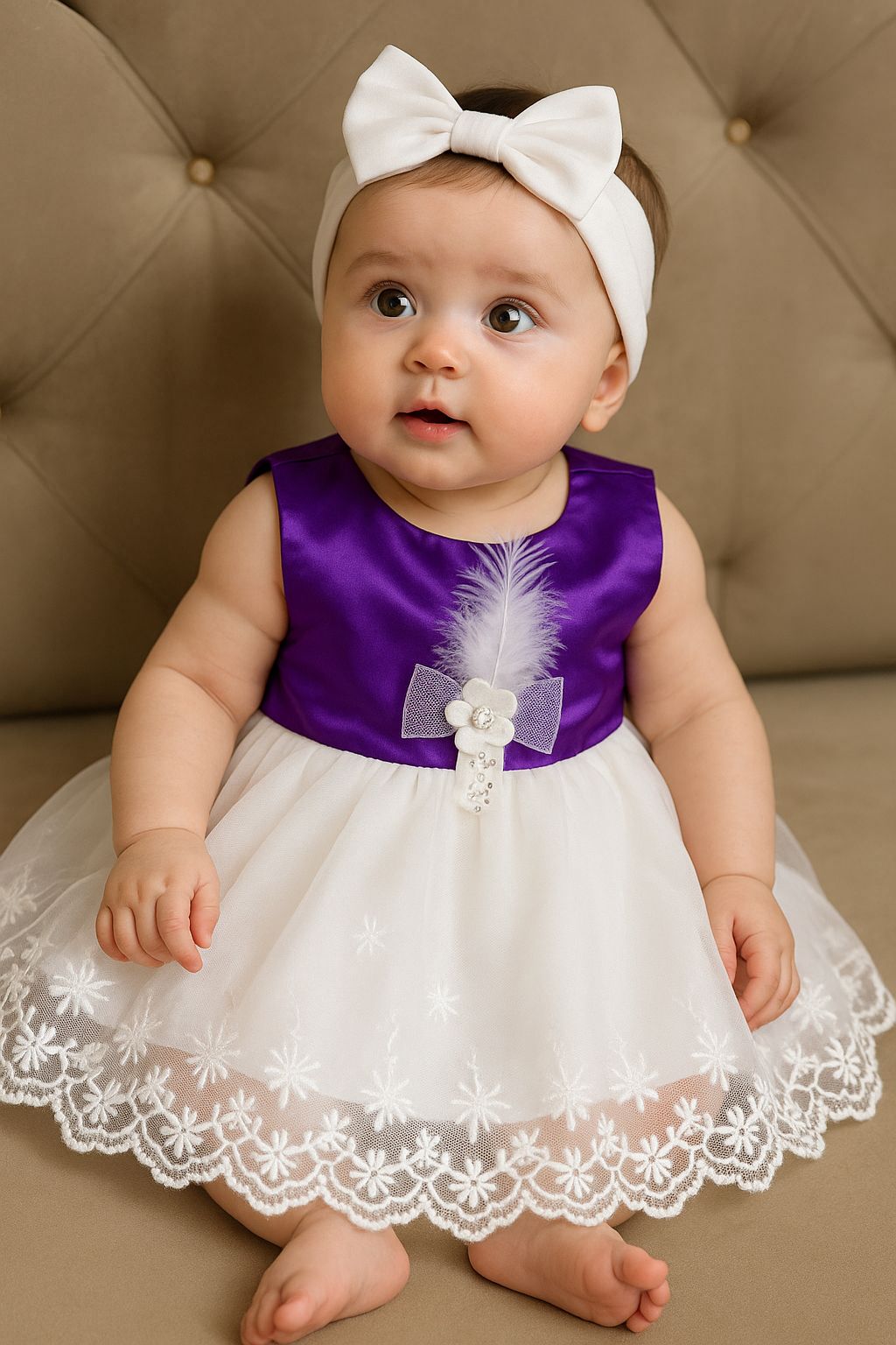 Purple Satin & Tulle Baby Frock
