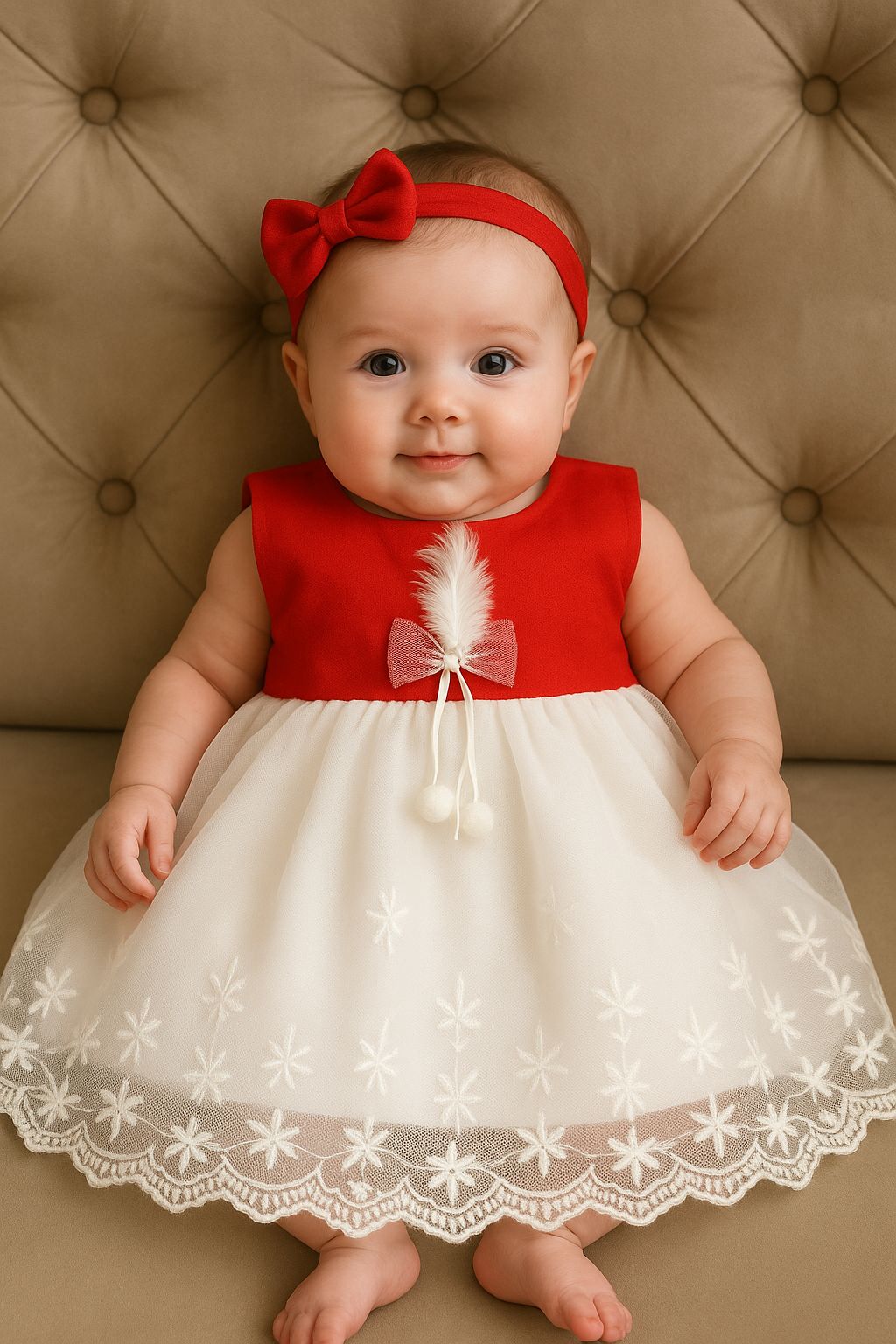 Red Satin & Tulle Baby Frock